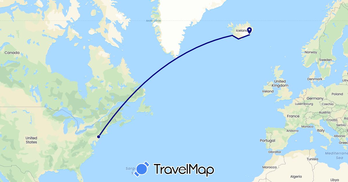 TravelMap itinerary: driving in Iceland, United States (Europe, North America)